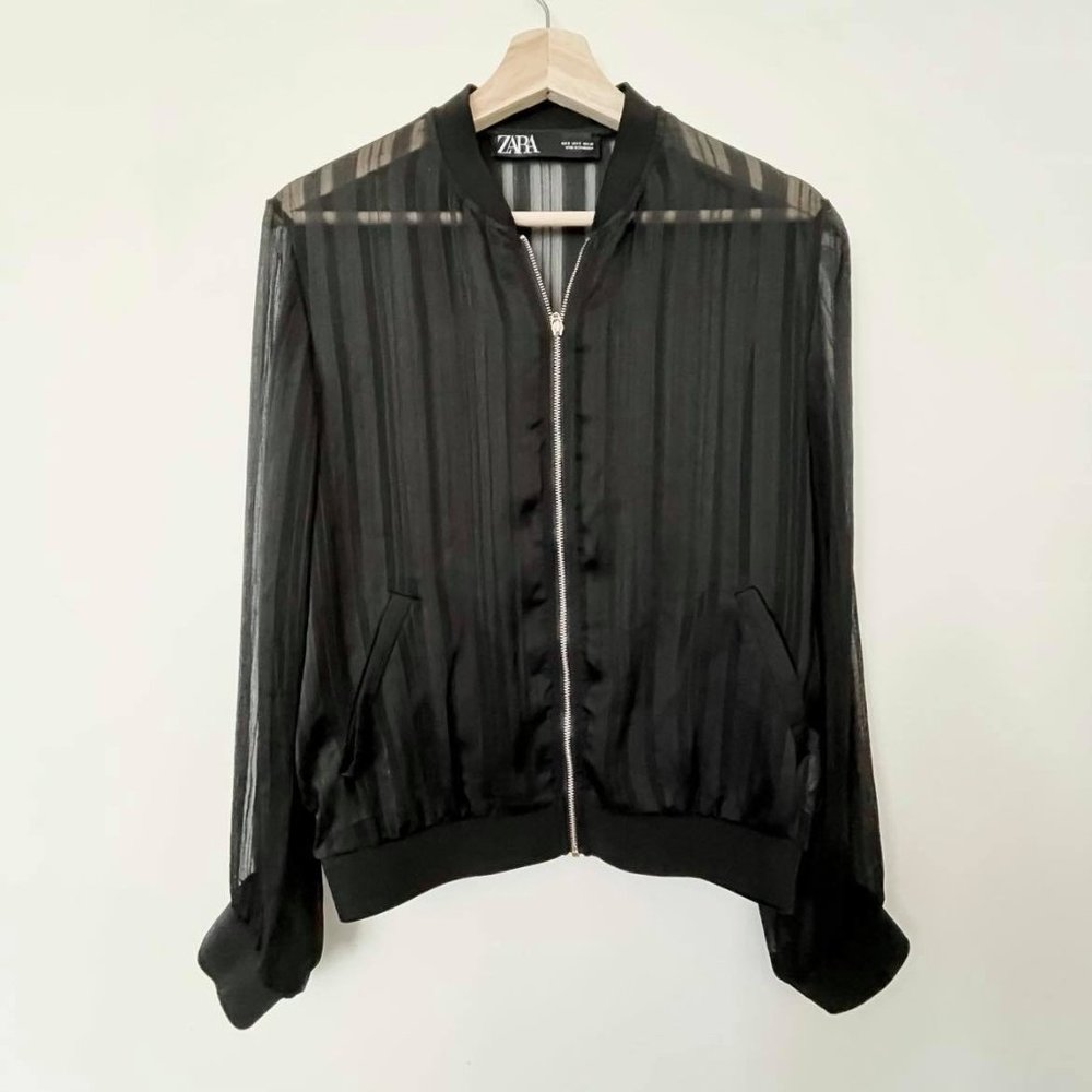 Zara mesh black bomber jacket